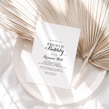 Modern Calligraphy Brunch and Bubbly Bridal Shower Invitations