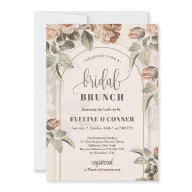 Modern calligraphy copper roses sage arch Invitations