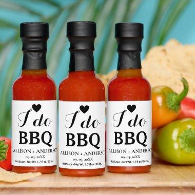 Modern calligraphy i do bbq bridal shower hot sauces