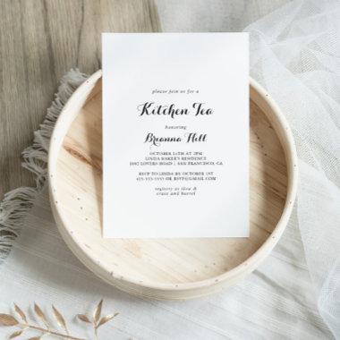 Modern Calligraphy Kitchen Tea Bridal Shower Invitations