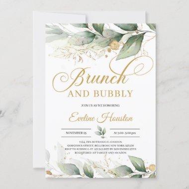 Modern calligraphy lettering brunch and bubbly Invitations