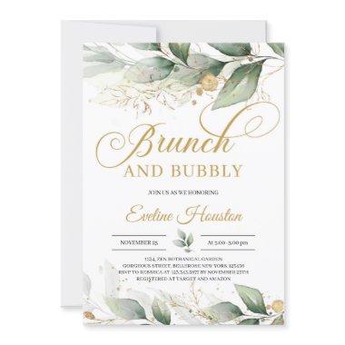 Modern calligraphy lettering brunch and bubbly Invitations