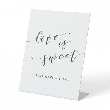 Modern Calligraphy Love is Sweet Wedding Table Pedestal Sign