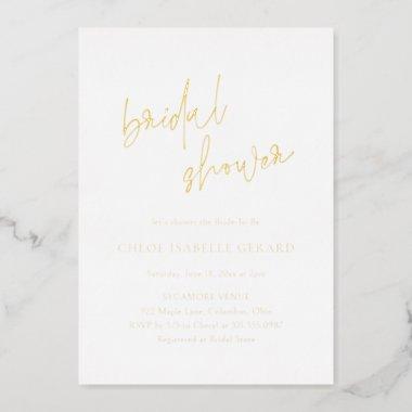 Modern Calligraphy Minimal Elegant Bridal Shower Foil Invitations