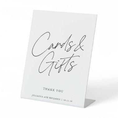Modern Calligraphy Script  and Gifts Wedding Pedestal Sign
