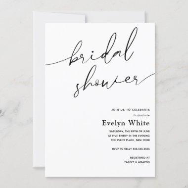Modern Calligraphy Simple Bridal Shower Invitations