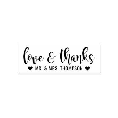 Modern Calligraphy Wedding Love and Thanks Self-inking Stamp