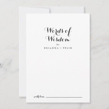 Modern Calligraphy Wedding Words of Wisdom Advice Card