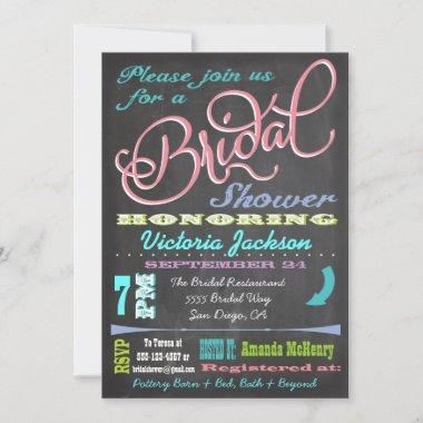 Modern Chalkboard Bridal Shower Invitations