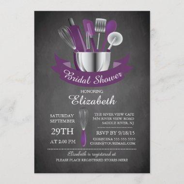 Modern Chalkboard Stock The Kitchen Bridal Shower Invitations