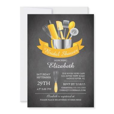 Modern Chalkboard Stock The Kitchen Bridal Shower Invitations