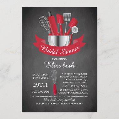 Modern Chalkboard Stock The Kitchen Bridal Shower Invitations
