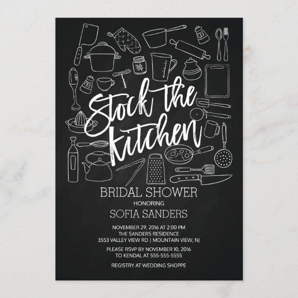 Modern Chalkboard Stock the Kitchen Shower Invite