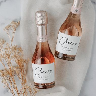 Modern Cheers to the Future Mrs  Sparkling Wine Label