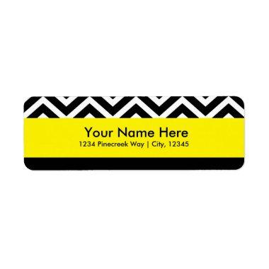 Modern Chevron Black & Yellow Address Labels