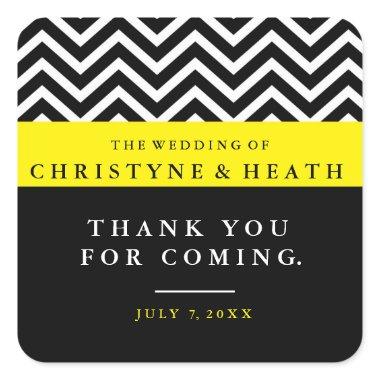 Modern Chevron Black Yellow Elegant Favor Sticker