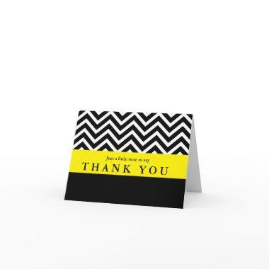 Modern Chevron Black Yellow Folded Thank You