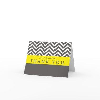 Modern Chevron Gray & Yellow Thank You Invitations