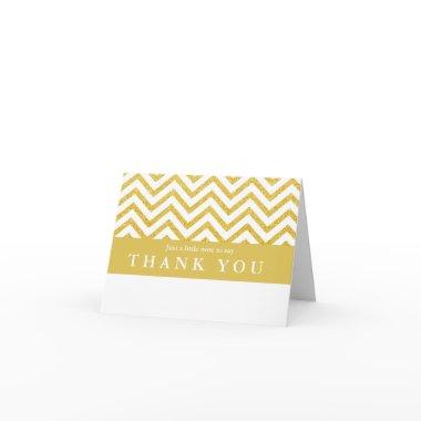 Modern Chevron White & Gold Folded Thank You