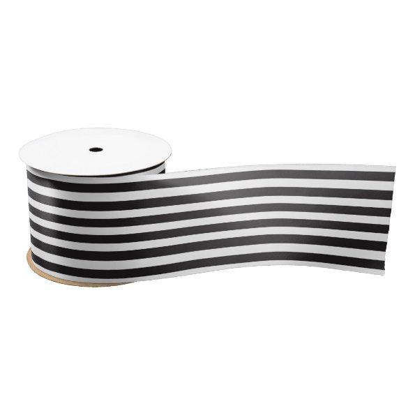 modern chic black and white striped satin ribbon