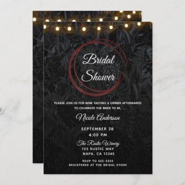 Modern Chic Black Red Wine Rings Bridal Shower Invitations