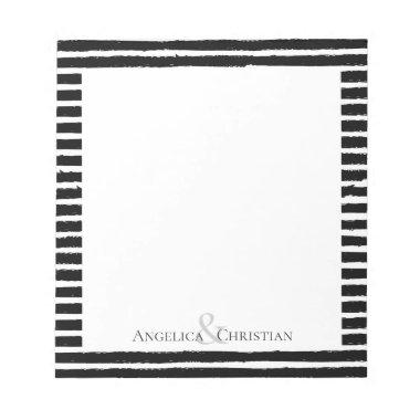 Modern Chic Black Stripes Couples Stationery Notepad