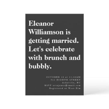 Modern Chic Bold Black Typography Bridal Brunch