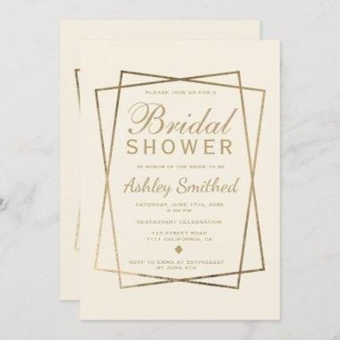 Modern chic faux gold script ivory bridal shower Invitations