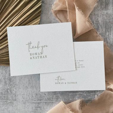 Modern Chic Green and White Flat Wedding Thank You