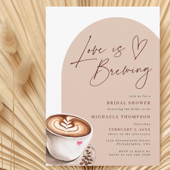 Modern Chic Love is Brewing Coffee Bridal Shower Invitations