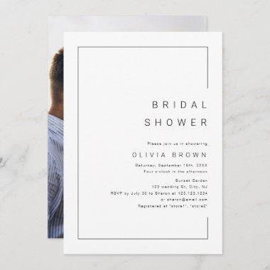 Modern chic minimalist photo bridal shower invitat Invitations