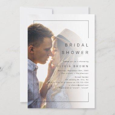 Modern chic minimalist photo bridal shower Invitations