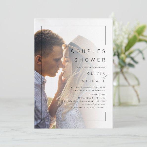Modern chic minimalist photo couples shower Invitations