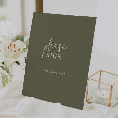 Modern Chic Olive Green Guest Book Wedding Sign