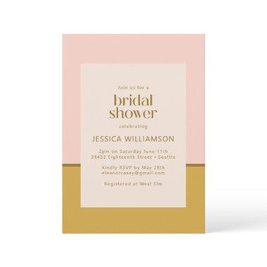 Modern Chic Pink and Mustard Yellow Bridal Shower Invitations