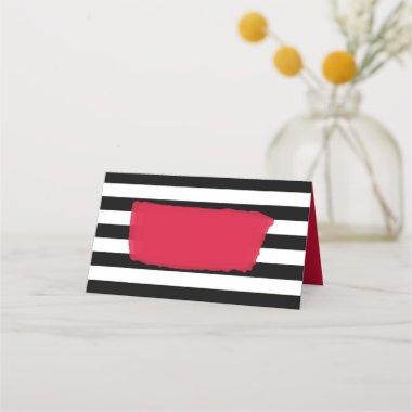 Modern Chic Pink Black and White Stripes Place Invitations