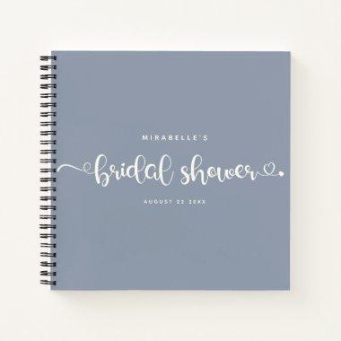 Modern Chic Script Bridal Shower Blue Simple Guest Notebook