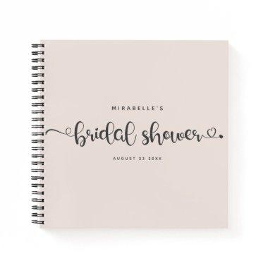 Modern Chic Script Bridal Shower Blush Pink Guest Notebook