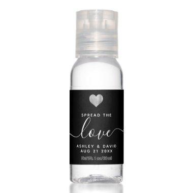 Modern Chic Script Silver Heart Wedding Favor Hand Sanitizer