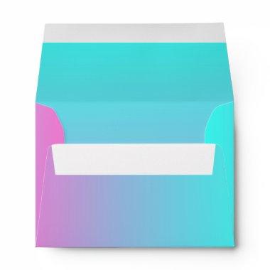 modern chic spring pink turquoise ombre wedding envelope