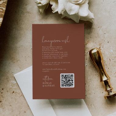 Modern Chic Terracotta Rust Wedding Honeymoon Wish Enclosure Invitations