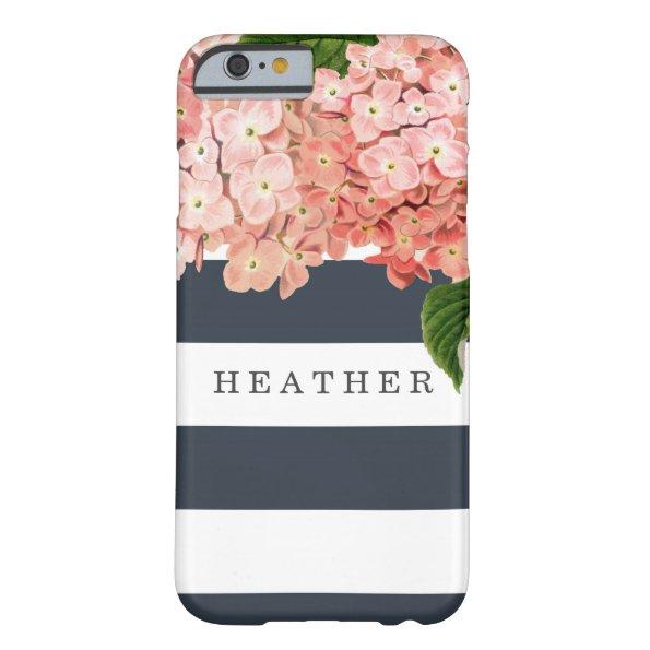 MODERN Chic Wide Stripes Vintage Hydrangea Floral Barely There iPhone 6 Case
