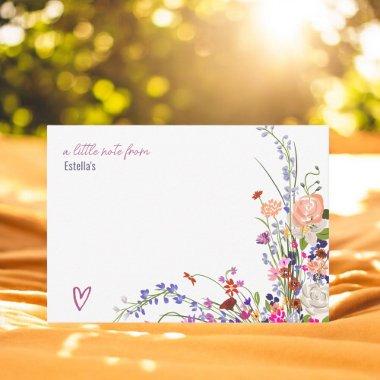 Modern chic wild flowers script  note