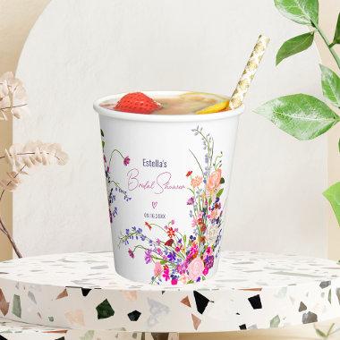 Modern chic wild flowers script  paper cups
