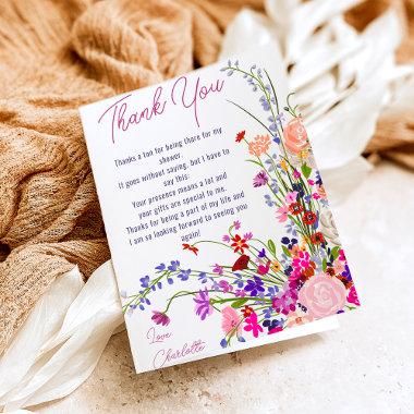 Modern chic wild flowers script bridal shower thank you Invitations