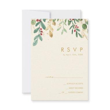 Modern Christmas Greenery | Cream RSVP Card