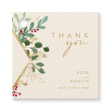 Modern Christmas Greenery | Cream Thank You Favor Favor Tags
