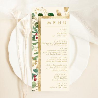 Modern Christmas Greenery | Cream Wedding Dinner Menu