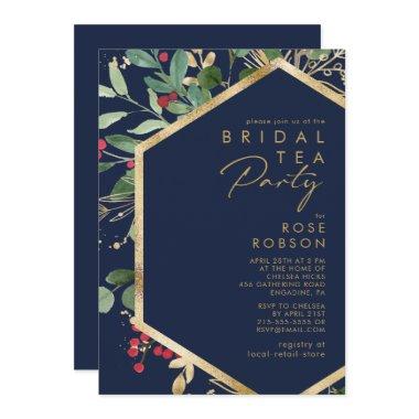 Modern Christmas Greenery | Navy Bridal Tea Party
