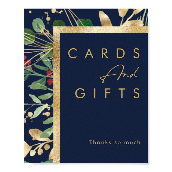 Modern Christmas Greenery | Navy  and Gifts P Poster